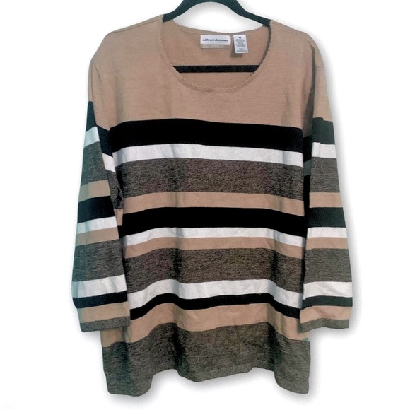Alfred Dunner Sweaters - Alfred Dunner Striped Sweater - Size 3x Plus Size, Tan and Black 🖤